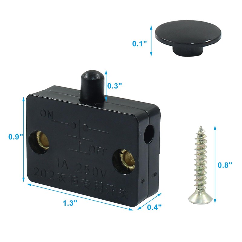 Hordion 2Pcs Cabinet Door Switch, Closet Light Wardrobe Touch Switches