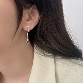 FH.bird Morganite Earrings, Women's, Swaying, April Birthstone, Wave and Sea, Wedding, Metal Allergy, Painless Earrings, Pink, Girlfriend, Anniversary, Party, Everyday Use, Mother's Day Gift, Gift