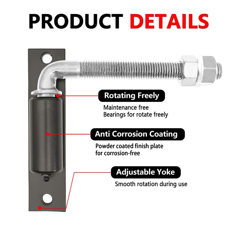 2 Pack J-Bolt Gate Hinge with Plate, Heavy Duty Welded