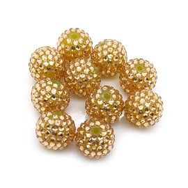 50 abalorio redondas de bolas de discoteca de 20 mm de gran tamaño con diamantes de imitación, color pintado para joyas, pulseras, collares, bolígrafos, bolsas, suministros de abalorios (20 mm de oro