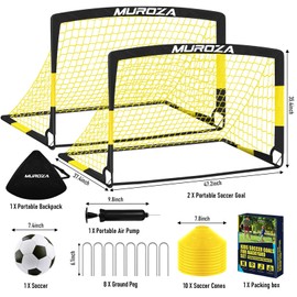 Kids Soccer Goals for Backyard Set, 2 Pack of 4x3 ft Portable Pop Up Soccer Nets with Soccer Ball, Cones, Complete Training Equipment for Youth, Toddler Outdoor Sports Games