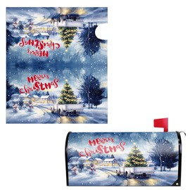Gosknor Magnetic Mailbox Cover for Christmas, 53 x 46 cm, Standard Size, Waterproof Mailbox Cover with Christmas Motif, Merry Christmas for Letterbox Decoration in the Garden (Style 3)