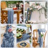 Asee'm 3pcs Cheesecloth Table Runner 120 Inches Dusty Blue Boho