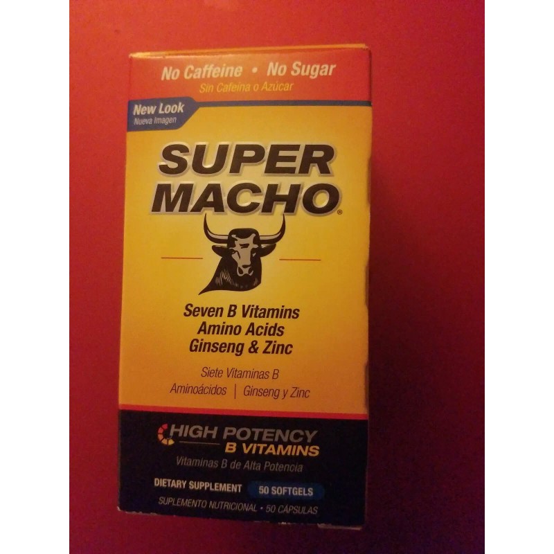 Super Macho HIGH POTENCY SUPER MACHO ENERGY TABLETS 50 SOFTGELS