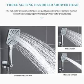 Gabrylly 3-Setting High Pressure Handheld Shower Head, Chrome（only shower head）