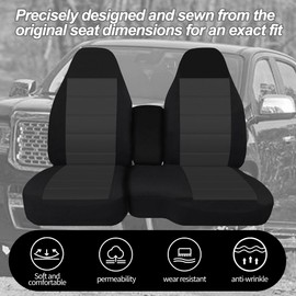 ESMING 60/40 Front Split Bench Seat Covers with Console Armrest Truck Seat Cover Fit for Chevy Colorado GMC Canyon 2004 2005 2006 2007 2008 2009 2010 2011 2012-Black