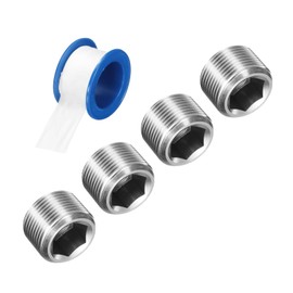 sourcing map 4Pcs M24x1.5x17.5 304 Stainless Steel Pipe Plug Fitting, Male Thread Internal Hex Socket Pipe Cap, Countersunk Plug for Sealing Pipe Port, Pneumatic Solenoid Valve