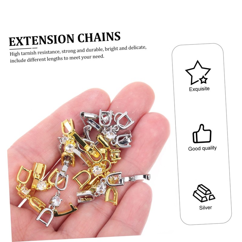COHEALI Elegant Jewelry Decoration Buckles 12pcs Extension Chains for DIY