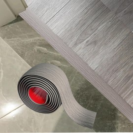 Floor Transition Strip Self Adhesive Laminate Floor Strip Threshold Seam CoverStrip,for Laminate Floor Gaps and Doorway Transitions,Elegant Wood Grain Design（15ft Light Gray Woodgrain