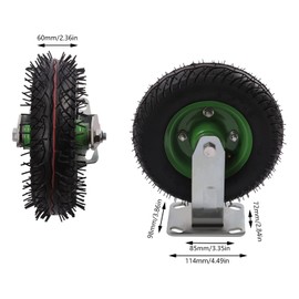 KONKENIE 4PCS 10" Pneumatic Heavy Duty Air Tire Wheel 2 Swivel & 2 Rigid Industrial Trolley Caster 360°Swivel Locking Farm Cart Caster Inflatable Rubber Wheel for Freight Equipment Black&Green (10")