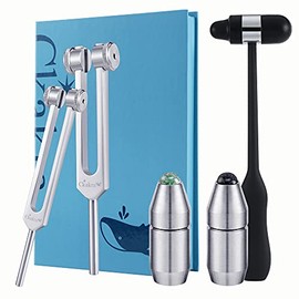 Pack of 2 Weighted Tuning Forks with Natural Gemstone Trigger Point for Sound Healing,Percussion Hammer,OM 136.1 Frequency,Virbration Health Tools, Meditation&Reiki Instruments