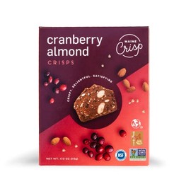 Maine Crisp Crisps - Gluten Free Crackers - Delicious Grain-Free Snack Crackers for Cheese Board & Toppings - 4 Pack (Cranberry Almond)