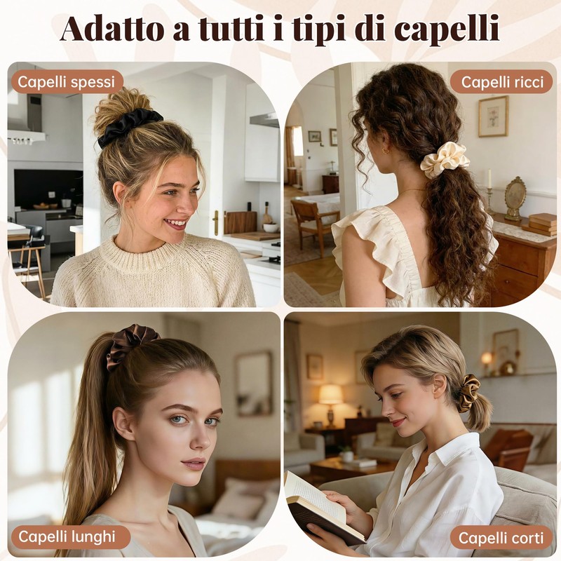 8 Pezzi Scrunchies per Capelli, Scrunchies in Seta per Donne