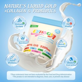 EYHBQIA Collagen and Colostrum Powder with Hyaluronic Acid, IgG & Probiotics | Grass-Fed Bovine Colostrum Supplement | Gut Health, Immune Support, Hair & Skin Beauty | Unflavored, 20-Serving Packets