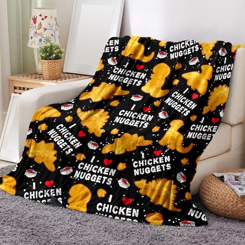Chicken Nugget Pattern Flannel Blanket 1 Count Soft Comfortable Throw