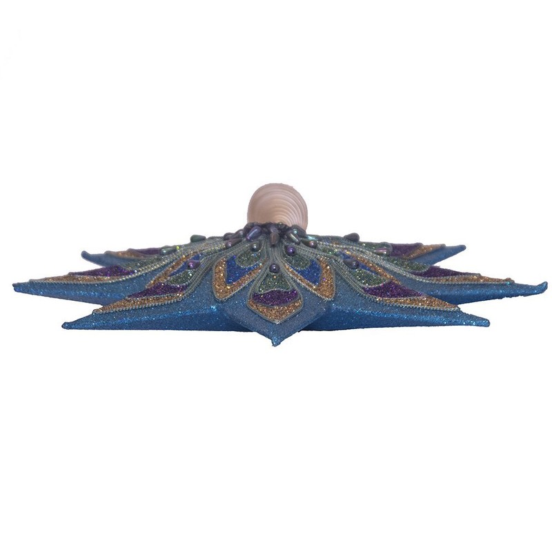 Kurt Adler 10-Point Peacock Glitter Treetop, 16-Inch