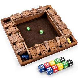 ropoda Shut The Box Game, Upgraded 12 Numbers Wooden Board Games for Adult and Kids, Shut The Box Dice Game -Addition Training, Fun for Family Game Night,Vintage Style
