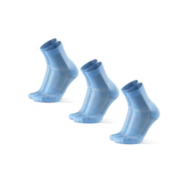 DANISH ENDURANCE Cushioned Running Socks for Long Distances, Quarter Length, Anti-Blister for Men & Women, 3 Pack, Light Blue, 9-12