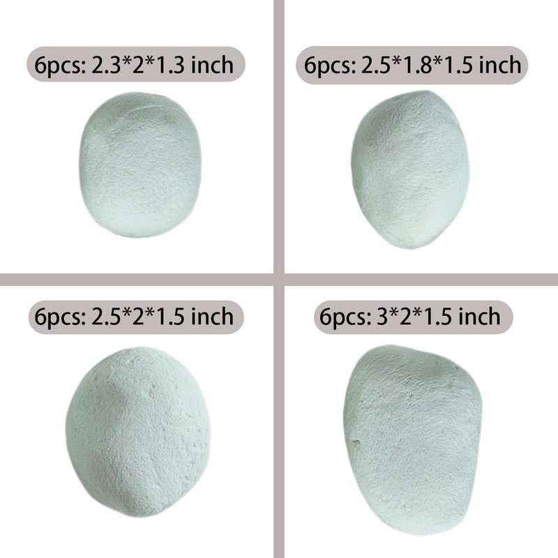 Coosoromas Gas Logs Ceramic Pebbles,24PCS White Gas Fireplace Logs,Inside Fireplace