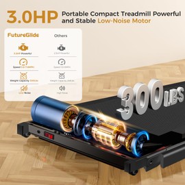 Portable Tradmill with Handle, 3.0HP Walking Pad Treadmill, Electric Compact Treadmills,Treadmills for Home Small Space with 12 Preset Programs,Walking Pad with Handle, LED Display, 300 LBS Capacity