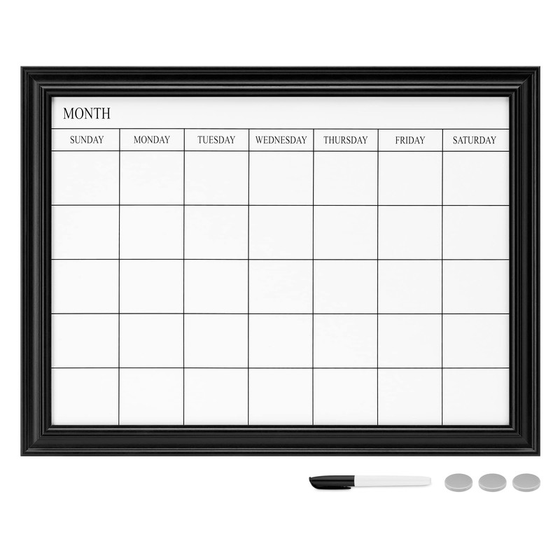 Navaris Framed Calendar Whiteboard for Wall - 18" x 24"