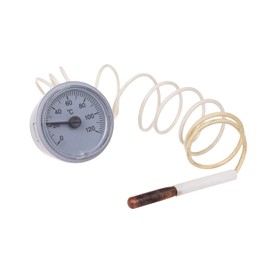 THERMIS 2037 Round Capillary Thermometer Used for Boilers, Heating and Cooling Systems, Analogue Diameter 37 mm, (0-120 °C) Capillary 1000 mm