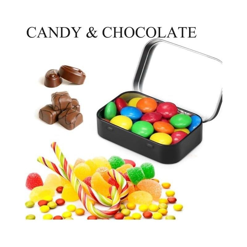 Zhuluck 3 Pcs Black Rectangular Small Tins with Lids Tin