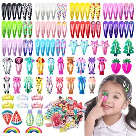 Pinzas de Cabello 100 Pinzas, Cucas Cabello Mujer Antideslizante, Broches Cabello Niña de Metal con Precioso Patrón Impreso de Frutas Animales, Pinzas para Peinar el Cabello Mujer Colors Caramelo