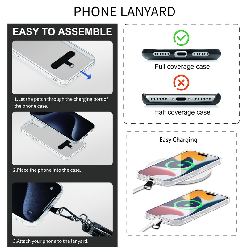 Kedelux Phone Strap, Crossbody Wrist Lanyard, Anti-theft, Gray, Large