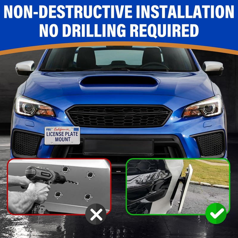No Drill Front License Frame Compatible with Subaru Impreza |