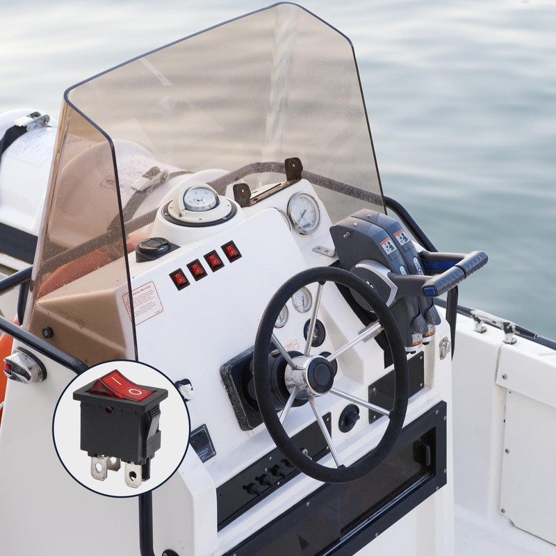 ISDVBUY 5 Pack Mini Rocker Switch, On-Off Power Switch Red