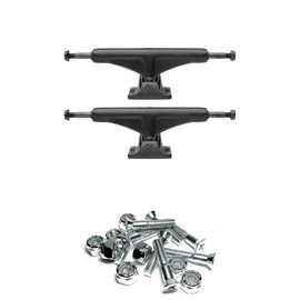 Tensor Trucks Mag Light Black Skateboard Trucks - 5.25" Hanger 8.0" Axle with 1" Chrome Hardware - Bundle of 2 Items
