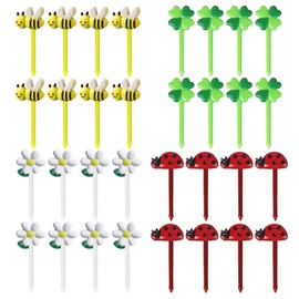 32 Pieces Fruit Picks, Cute Cartoon Toothpicks, Flower Ladybird Fruit Picks, Decorative Picks, Non-Slip Mini Picks