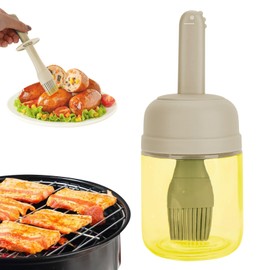 Adorila Oil Dispenser Bottle with Silicone Brush, 9.5 oz Glass Sauce and Oil Bottle, Portable Oil Container for Kitchen Cooking (White)