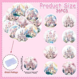 Fyeoxle 36PCS Edible Castle Cupcake Toppers Wafer Paper Queen Princess Cupcake Decor Edible Princess Dessert Picks for Castle Theme Birthday Baby Shower Party Decor