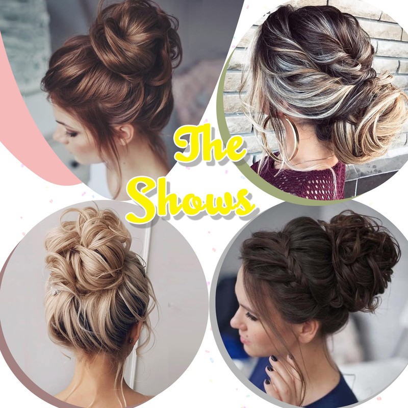 Hairro Messy Hair Bun, Ombre Sandy Brown Bleach Blonde Fake