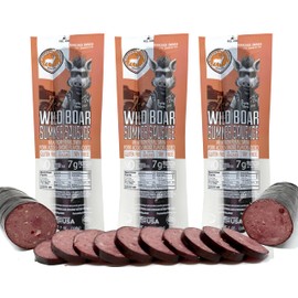 PEARSON RANCH Wild Boar Summer Sausage, Exotic Meat, Gluten-Free, MSG-Free, No Added Nitrites, Wild Game Sausage - Pack of 3, 7 Ounces Each