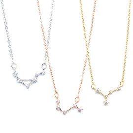 MignonandMignon Rose Gold Aquarius Zodiac Constellation Necklace Jewelry for Women Christmas Gift - ZCPN
