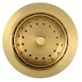 LQS Kitchen Sink Drain Strainer Assembly, Sink Drain 304 Stainless Steel with Removable Deep Waste Basket and Sealing Lid 3-1/2-inch Golden (Standard)