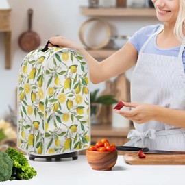 HUISEFOR Lemon Print Blender Covers Kitchen Food Processor Covers with Durable Handle, Durable Foldable Small Appliances Protector Universal Blender Cover