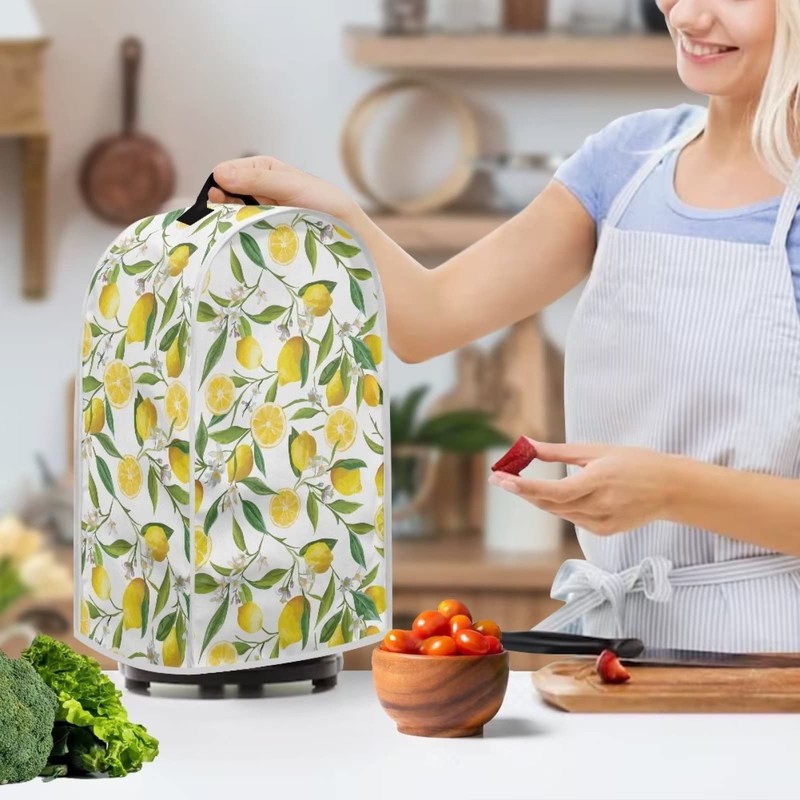 HUISEFOR Lemon Print Blender Covers Kitchen Food Processor Covers with