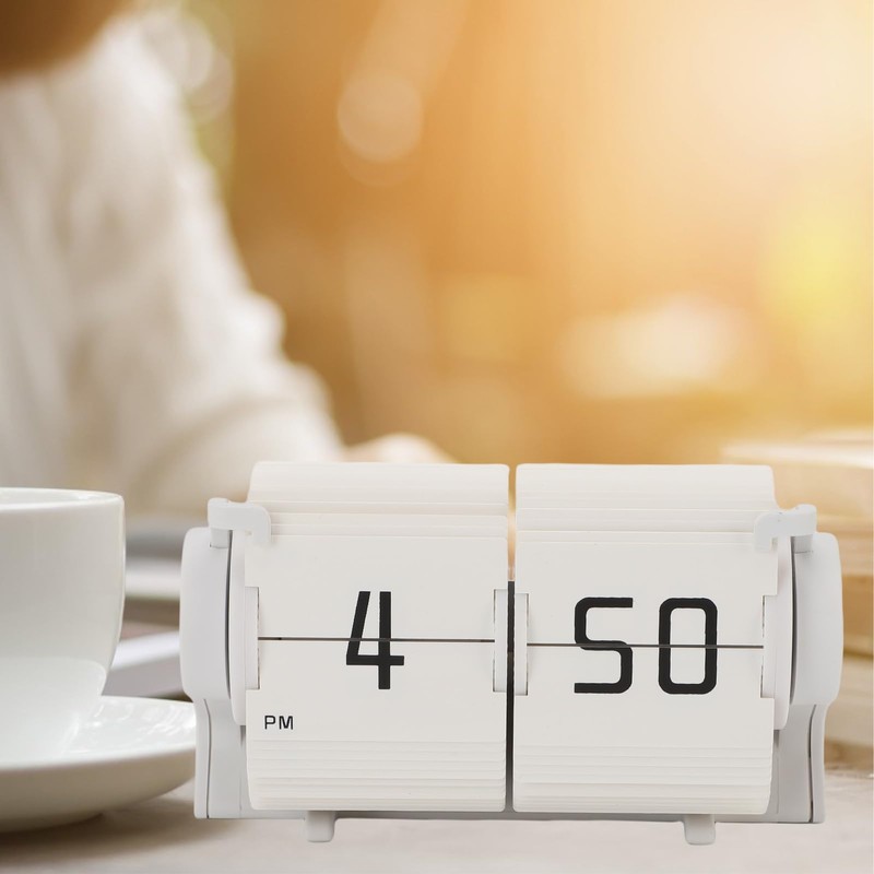 Automatic Flip Calendar Clock, Retro Mechanical Digital Desk Alarm Clock,