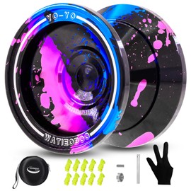 WATIEOBOO yoyo M18 Professional Metal Trick Yoyo Responsive & Unresponsive yoyos for Kids 8-12 and Adults yoyo, with Bearing Kit, 10 Strings, Case & Gloves 6061 Aluminum Alloy yo-yo