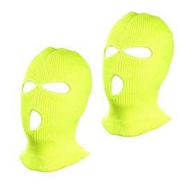 SUNTRADE 3 Hole Beanie Face Mask Ski For Men and Women,Set of 2 (Yellow)