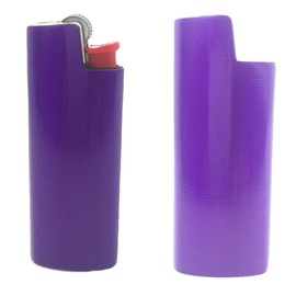2 (Two) Brushed Metal Lighter Covers/Sleeves/Holders for Large BIC J6 lighters (Purple)