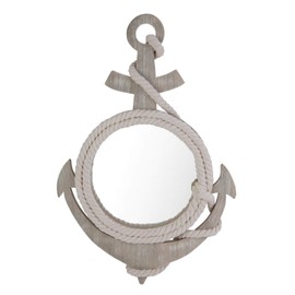 Beachcombers Anchor Shape Mirror With Rope L15.75 x H23.625 x 1 Grey