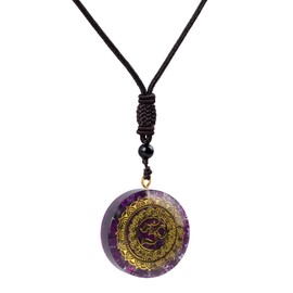 SPDYCESS Round Natural Crystals Chain Healing Orgonite Chakra Pendant Necklace with Hexagonal Star Reiki Jewellery for Men Women Gemstones