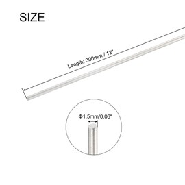 QUARKZMAN 1.5 mm x 300 mm Stainless Steel Round Rod, Metal Solid Shaft Rods, Lathe Bars Bearing for DIY Craft Projects, Model Car, Helicopter, Aeroplane, Pack of 10