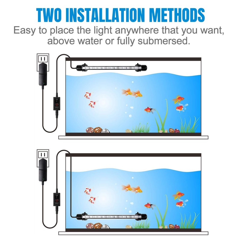 iKefe 7.5" White & Blue Submersible LED Aquarium Fish Tank