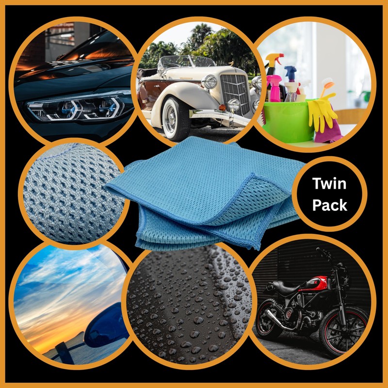 Tek Automotive Twin Pack Diamond Weave Microfibre Cloths – 40x40cm
